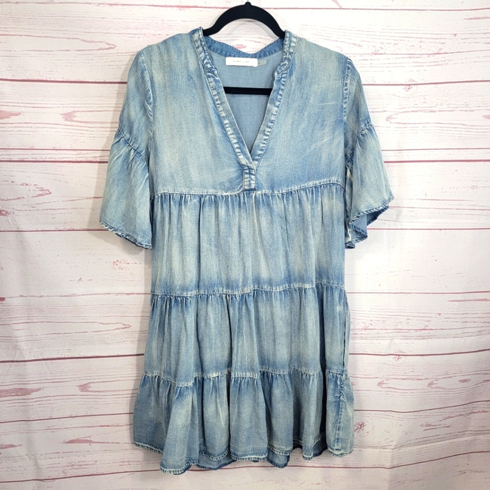 Boho Mustard Seed Denim Babydoll Dress S
